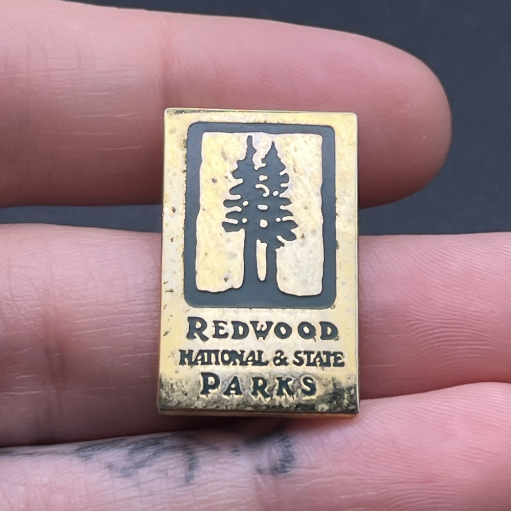 Redwood National & State Parks California Lapel Hat Pin Gold Tone Vintage